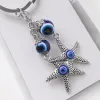 Silver keychain pendant, blue Devil's Eye starfish pendant Application Scenario